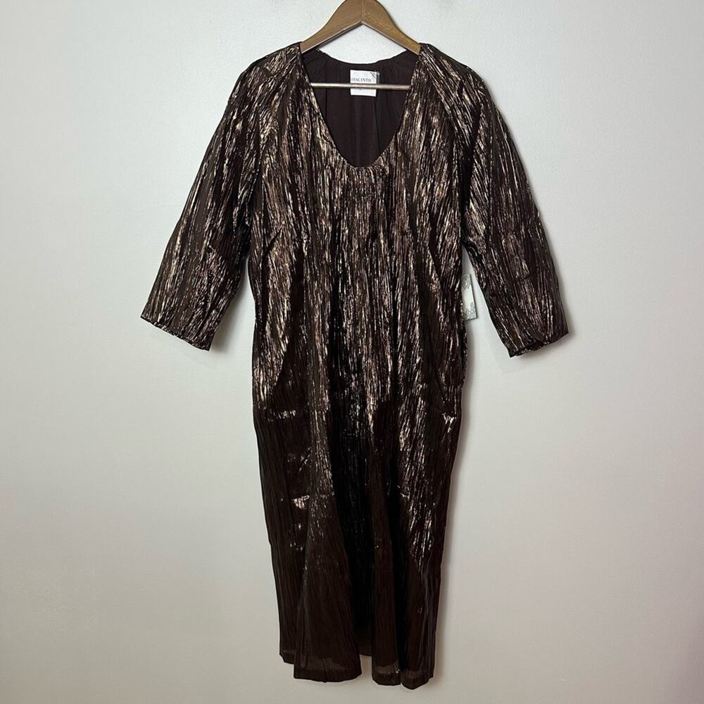 Tuckernuck NWT Hyacinth House Dorinda Midi Dress Women’s Size XS Bronze Metallic - Picture 5 of 15